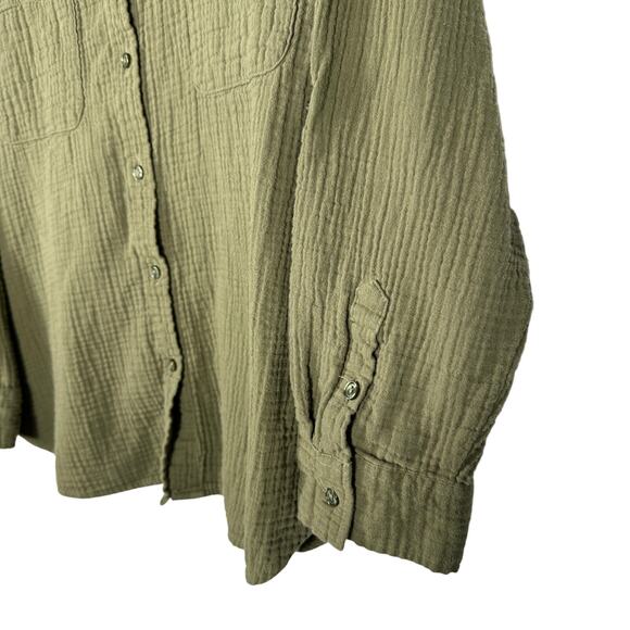 Social Standard by Sanctuary Olive Green Gauze Button Shirt Women’s XXL - Picture 7 of 11